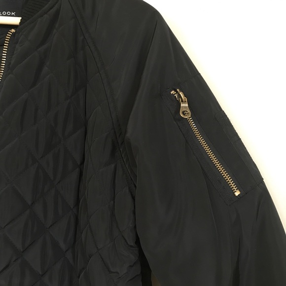 New Look Black Quilted Lined Bomber Jacket Size 6 - Picture 6 of 10
